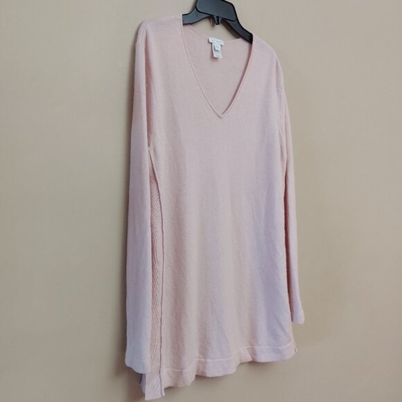 J.Jill Cashmere V Neck light pink oversized sweater Size Medium - Picture 2 of 6